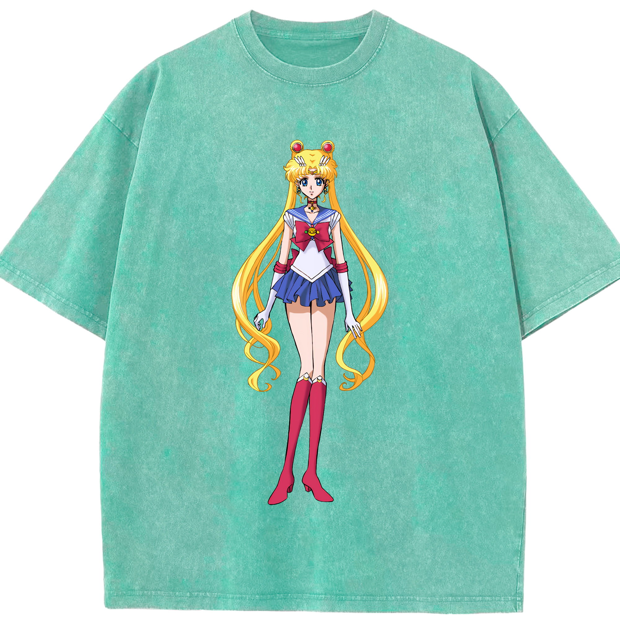 （画像用） 美少女戦士セーラームーン 月野 うさぎ つきの うさぎ Sailor Moon Tsukino Usagi 綿100% ヴィンテージ風 半袖Tシャツ（フロントプリント）